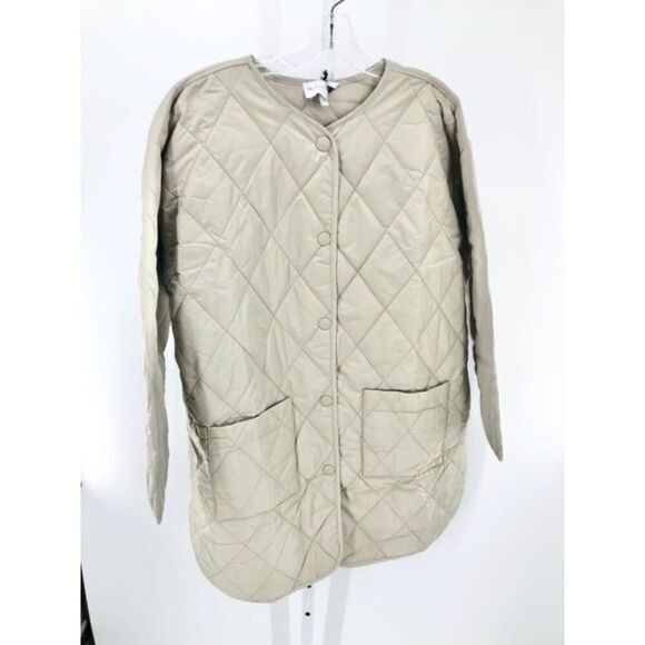 Michael Stars Sonnet Quilted Jacket Button Up Light Olive NEW - Picture 1 of 10